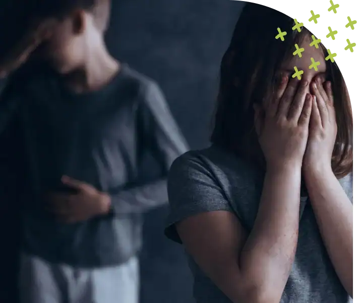 Depressed individuals showing emotional distress and sadness