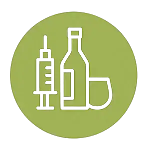 syringe and alcohol bottle icon