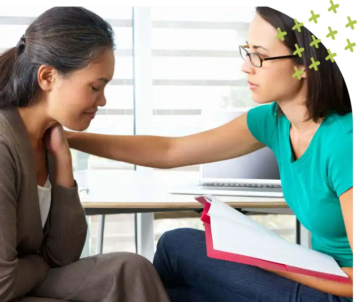 Counselor supporting Persons from stress and panic